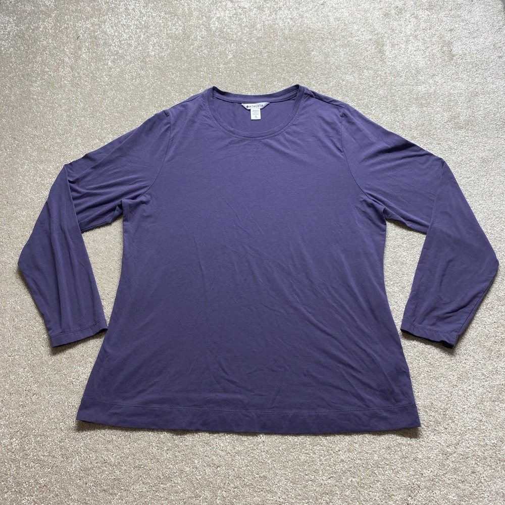 Athleta Shirt Womens XL Blue‎ Long Sleeve Crew Neck Activewear Stretch Outdoor